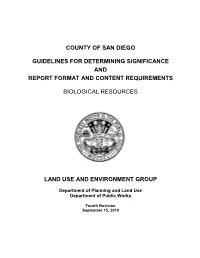 Guidelines for Determining Significance and Report Format and Content Requirements