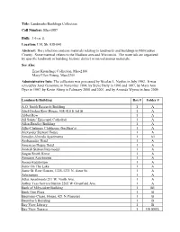 Landmarks/Buildings Collection Call Number: Mss-1887 Bulk