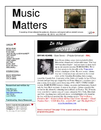 Music Matters a Round-Up of New Releases for Producers, Librarians and Anyone with an Interest in Music