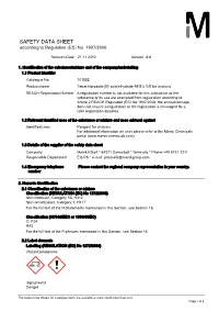 SAFETY DATA SHEET According to Regulation (EC) No