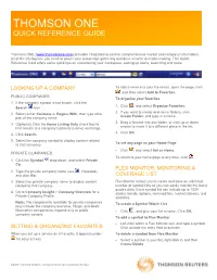 Thomson One Quick Reference Guide