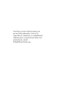 You Have Access to This Because You Are an EMQ Subscriber. Not to Be Reproduced, Reprinted, Or Redistributed Without Prior Consent from EMQ