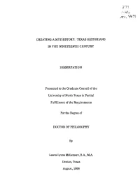 Creating a Mythistory: Texas Historians in the Nineteenth Century