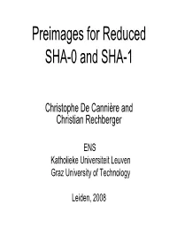 Preimages of Reduced SHA-0 and SHA-1
