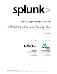 Splunk Cryptographic Module FIPS 140-2 Non-Proprietary Security Policy