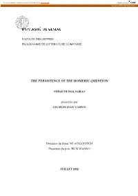 The Persistence of the Homeric Question