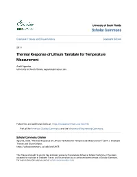 Thermal Response of Lithium Tantalate for Temperature Measurement