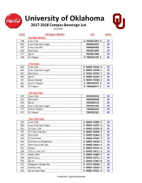 2 Oklahoma University Campus Beverage List 8.1.2017.Xlsx