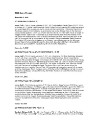 2002 Game Recaps
