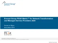 Everest Group PEAK Matrix for Network Transformation and Managed Services 2020