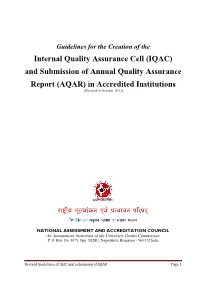Internal Quality Assurance Cell (IQAC) and Submission of Annual Quality Assurance
