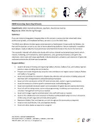 SWSE Internship: Game Day & Events
