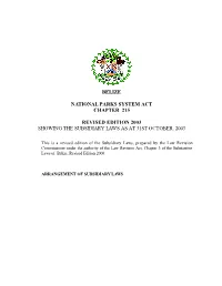 Belize National Parks System Act Chapter 215 Revised