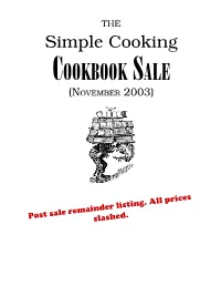 Cookbook Sale (November 2003)