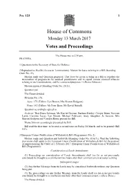 House of Commons Monday 13 March 2017 Votes and Proceedings