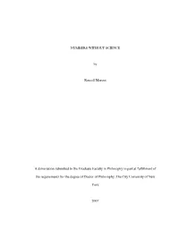NUMBERS WITHOUT SCIENCE by Russell Marcus a Dissertation