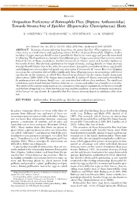 Oviposition Preference of Botanophila Flies (Diptera: Anthomyiidae) Towards Stroma Size of Epichloe¨ (Hypocreales: Clavicipitaceae) Hosts