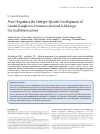 Prox1regulates the Subtype-Specific Development of Caudal Ganglionic