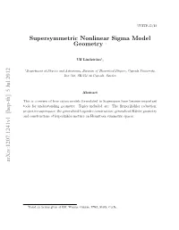 Supersymmetric Nonlinear Sigma Model Geometry 1 Arxiv:1207.1241V1 [Hep-Th] 5 Jul 2012