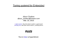 Tuning Systemd for Embedded