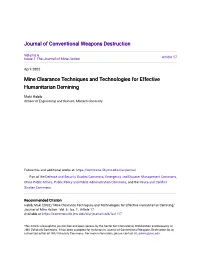 Mine Clearance Techniques and Technologies for Effective Humanitarian Demining