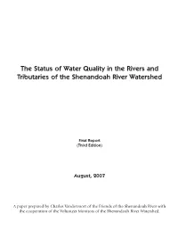 The Status of Water Quality in the Rivers and Tributaries of the Shenandoah River Watershed