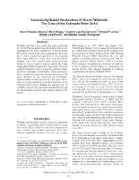 Community-Based Restoration of Desert Wetlands: the Case of the Colorado River Delta1