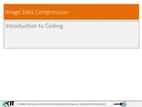 Image Data Compression Introduction to Coding
