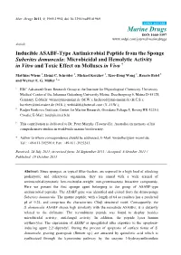 Inducible ASABF-Type Antimicrobial Peptide from the Sponge Suberites Domuncula: Microbicidal and Hemolytic Activity in Vitro and Toxic Effect on Molluscs in Vivo †