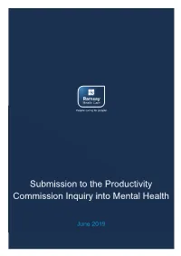 Submission to the Productivity Commission Inquiry Into Mental Health