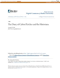 The Diary of Calvin Fletcher and the Historians George W