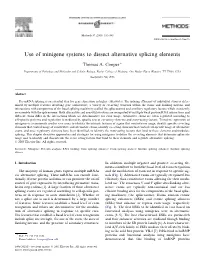 Use of Minigene Systems to Dissect Alternative Splicing Elements