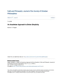 An Anselmian Approach to Divine Simplicity