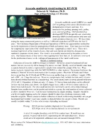 Avocado Sunblotch Viroid Testing by RT-PCR Deborah M