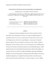 Running Head: SYSTEMATIC ERROR in the DETECTION
