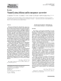 Vitamin B Status, Deficiency and Its Consequences