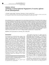 Defining a Transcriptional Fingerprint of Murine Splenic B-Cell Development