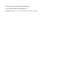 Evolution and Trends in the Study of Marketing Planning Track