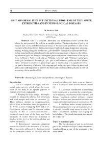 Gait Abnormalities in Functional Problems of the Lower Extremities and in Neurological Diseases