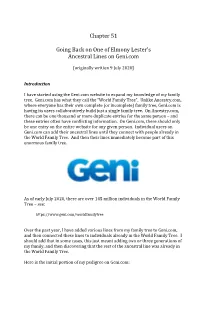 Going Back on One of Elmony Lester's Ancestral Lines on Geni.Com