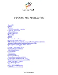 Indexing and Abstracting