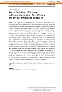 Kant's Definition of Science in the Architectonic of Pure Reason And