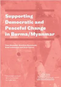 Supporting Democratic and Peaceful Change in Burma/Myanmar