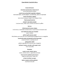 Views Mother's Day Buffet Menu Boards & Baskets Imported And