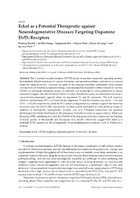 Eckol As a Potential Therapeutic Against Neurodegenerative Diseases Targeting Dopamine D3/D4 Receptors