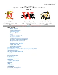 High School Enrollment Information & Course Descriptions 2021-2022