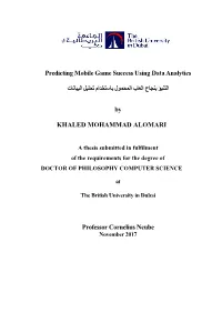 Predicting Mobile Game Success Using Data Analytics اﻟﺗﻧﺑؤ ﺑﻧﺟﺎح اﻟﻌﺎب