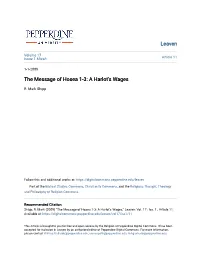 The Message of Hosea 1-3: a Harlot's Wages