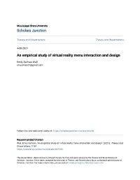 An Empirical Study of Virtual Reality Menu Interaction and Design
