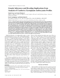 Genetic Inferences and Breeding Implications from Analysis of Cranberry Germplasm Anthocyanin Proﬁ Les